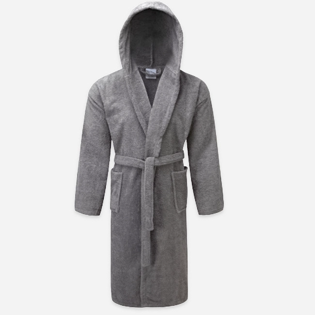 BATHROBE SPA GREY WITH HOOD XL